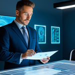 A professional product designer, fully clothed in a modest business suit, stands confidently in a bright, modern design studio. Around them, translucent holographic projections depict abstract representations of intellectual property: a glowing scroll for a patent, a detailed blueprint for an industrial design, and an elegant, flowing artistic pattern for copyright. These elements subtly converge into a protective, invisible shield enveloping the designer and a sleek prototype on a nearby desk. The scene emphasizes security and innovation. Perfect anatomy, correct proportions, natural pose, well-formed hands, proper finger count, natural body proportions, professional photography, high detail, sharp focus, vibrant colors, secure lighting. Safe for work, appropriate content, fully clothed, professional dress, family-friendly.