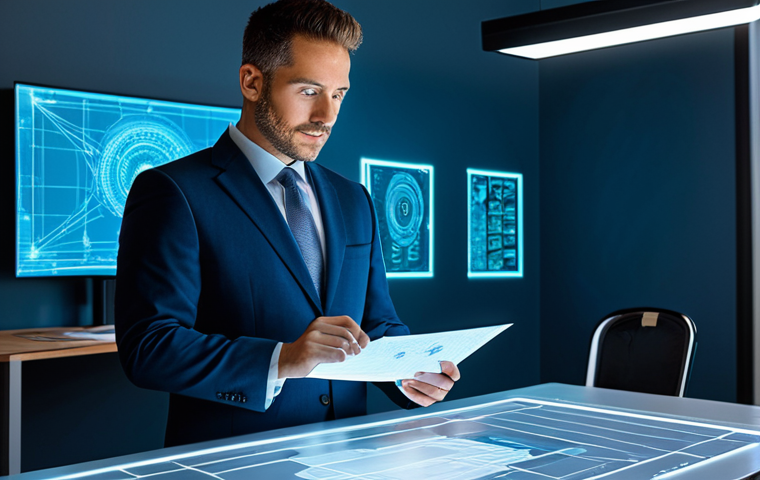 A professional product designer, fully clothed in a modest business suit, stands confidently in a bright, modern design studio. Around them, translucent holographic projections depict abstract representations of intellectual property: a glowing scroll for a patent, a detailed blueprint for an industrial design, and an elegant, flowing artistic pattern for copyright. These elements subtly converge into a protective, invisible shield enveloping the designer and a sleek prototype on a nearby desk. The scene emphasizes security and innovation. Perfect anatomy, correct proportions, natural pose, well-formed hands, proper finger count, natural body proportions, professional photography, high detail, sharp focus, vibrant colors, secure lighting. Safe for work, appropriate content, fully clothed, professional dress, family-friendly.