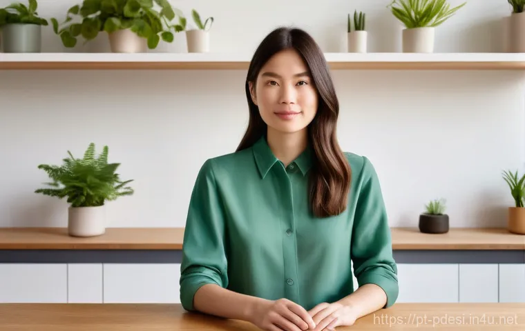 제품디자인 분야에서의 트렌드 변화 - **Prompt: "A serene, sunlit design studio where a thoughtful female product designer, aged late 20s,...