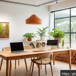 제품디자인 관련 논문 및 참고 서적 소개 - A modern sustainable product design workspace in Brazil, showcasing eco-friendly materials like cert...