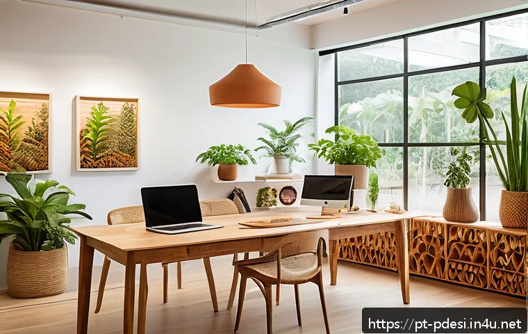 제품디자인 관련 논문 및 참고 서적 소개 - A modern sustainable product design workspace in Brazil, showcasing eco-friendly materials like cert...