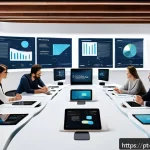 제품디자인 자격증 취득 후의 커리어 패스 - A modern startup office environment with a diverse team of young professionals collaborating around ...